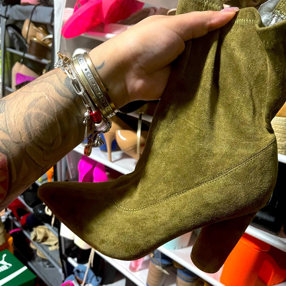 Green ankle booties